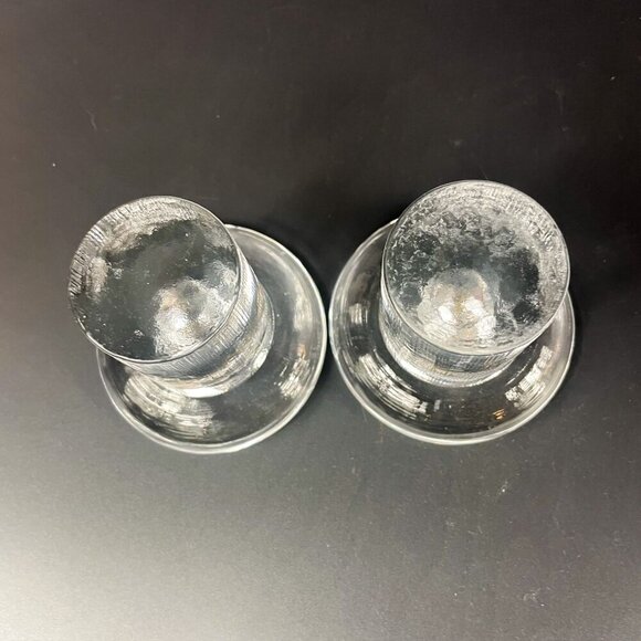 Blenko Ice Clear Crystal Candleholders set of 2 - Picture 7 of 7